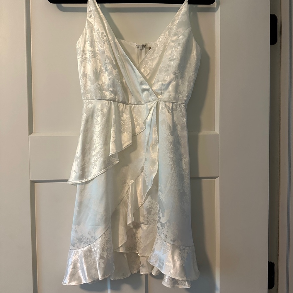 Women’s Altar’d State Floral Cream Faux Wrap Mini Dress Size Small